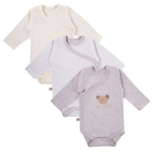 3er-Pack TINY-Wickelbody in Beige/Ecru