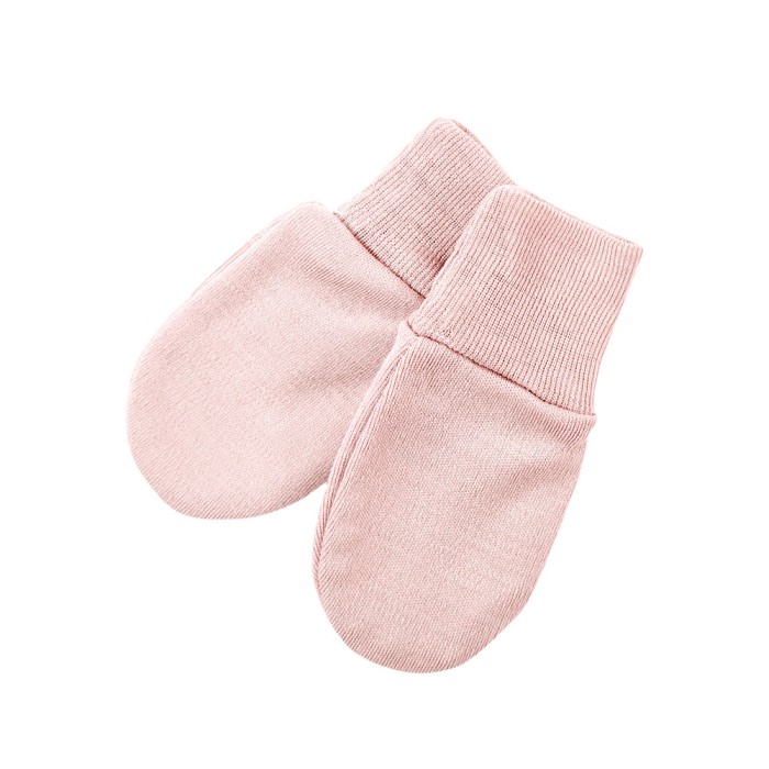 Rosa Baby-Fäustlinge aus Merinowolle