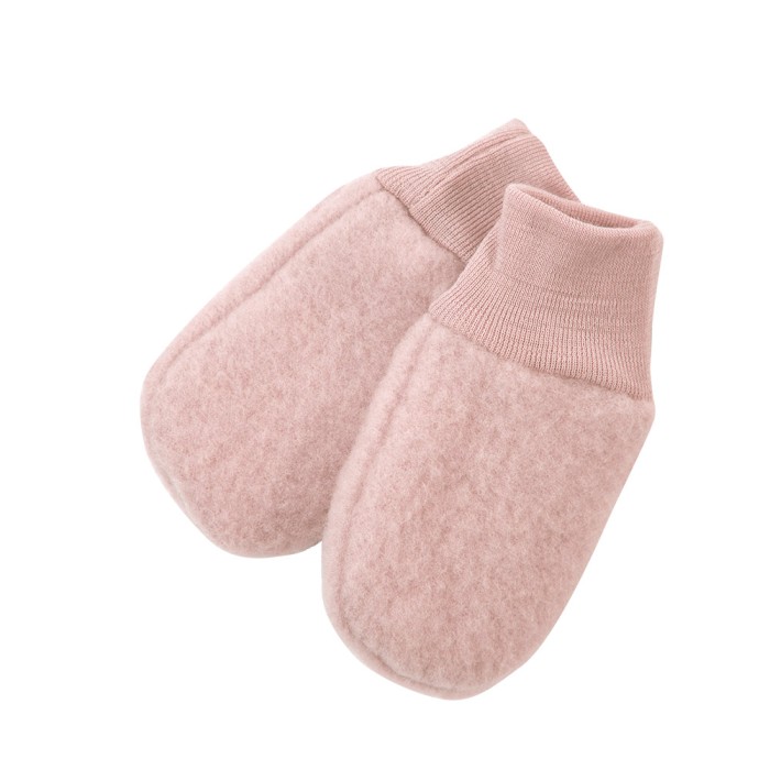 Rosa Baby-Fäustlinge aus Merino-Fleece