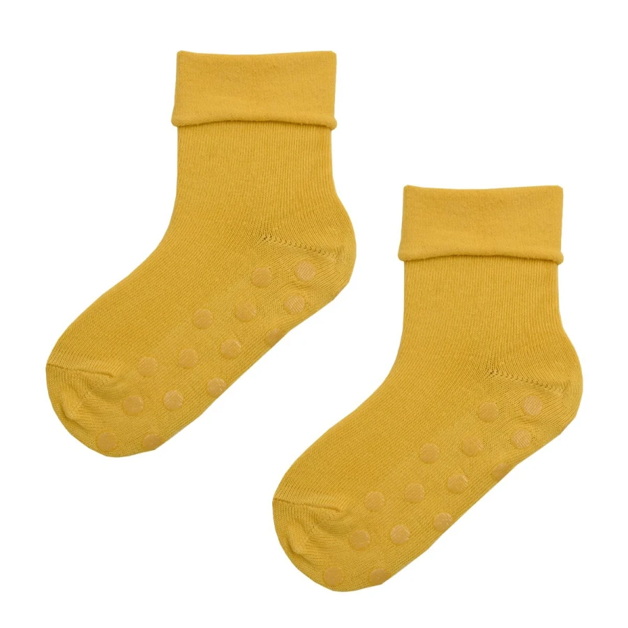 Honigfarbene Babysocken aus Bio-Baumwolle mit ABS