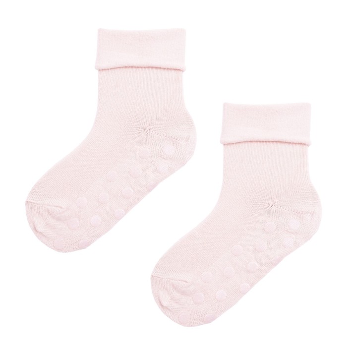 Hellrosa Babysocken aus Bio-Baumwolle mit ABS