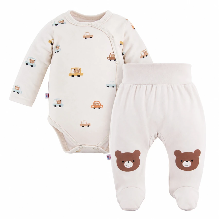 Baby-Set mit Body und Strampelhose in Ecru