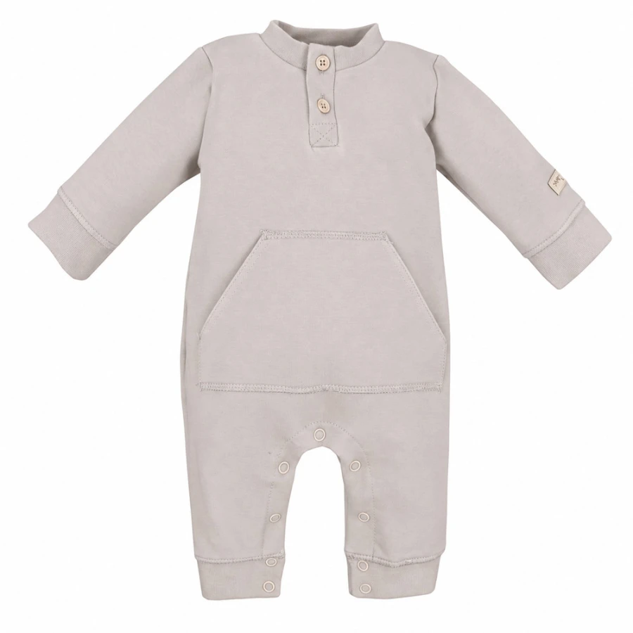 Beiger Baby-Overall aus Sweatstoff ohne Füße