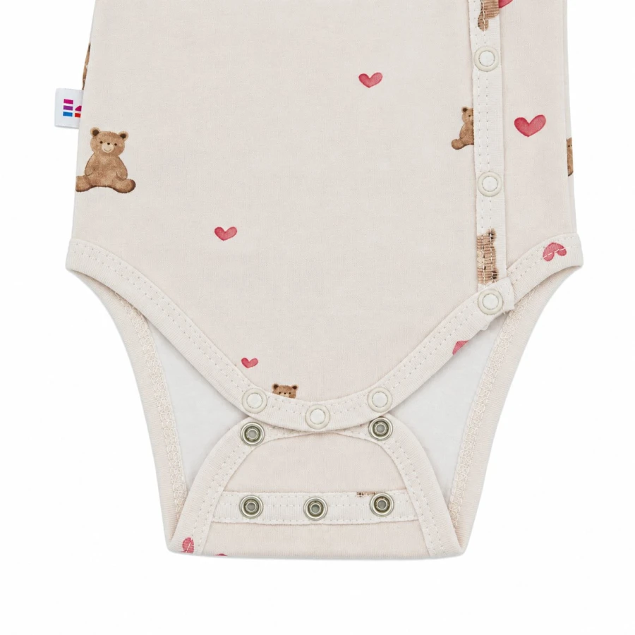 Mitwachsender Babybody in Ecru mit Bären und Herzen