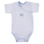 Kurzärmeliger Wickelbody mit Hosentasche blau