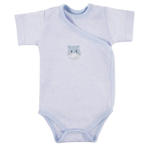 Kurzärmeliger Wickelbody mit Hosentasche blau