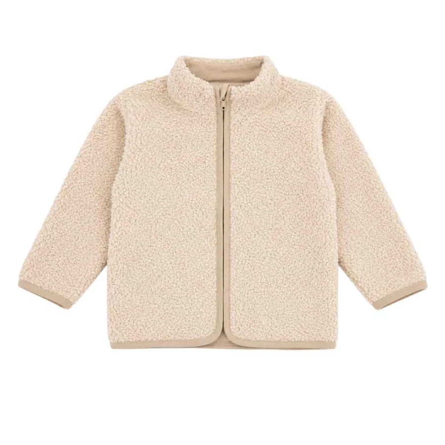 Beige Kinderjacke aus Teddyfleece