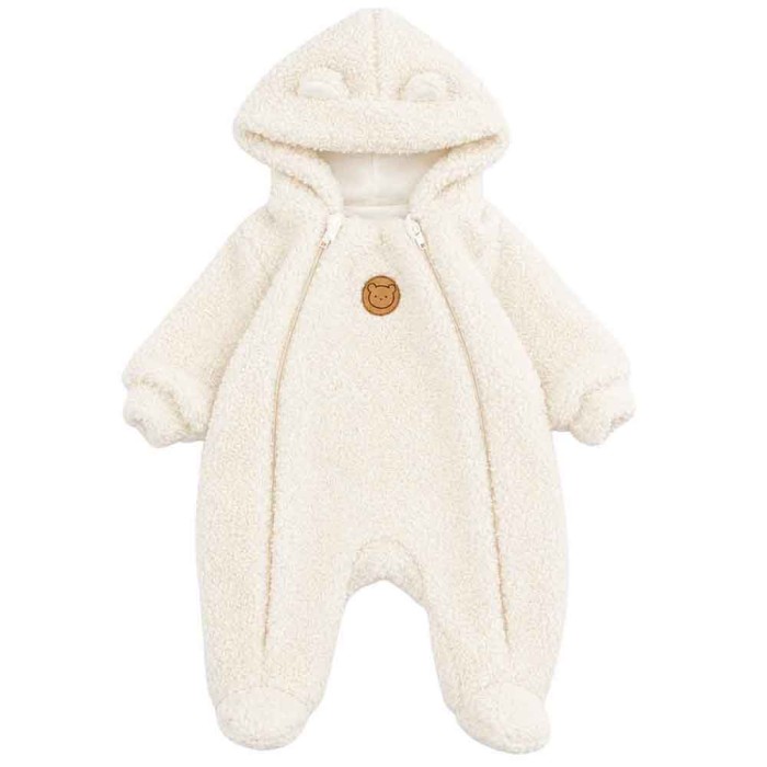 Babyoverall aus Teddyfleece in Ecru