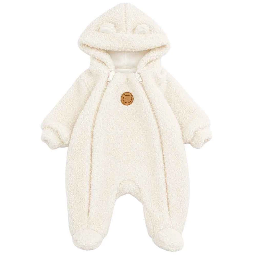 Babyoverall aus Teddyfleece in Ecru