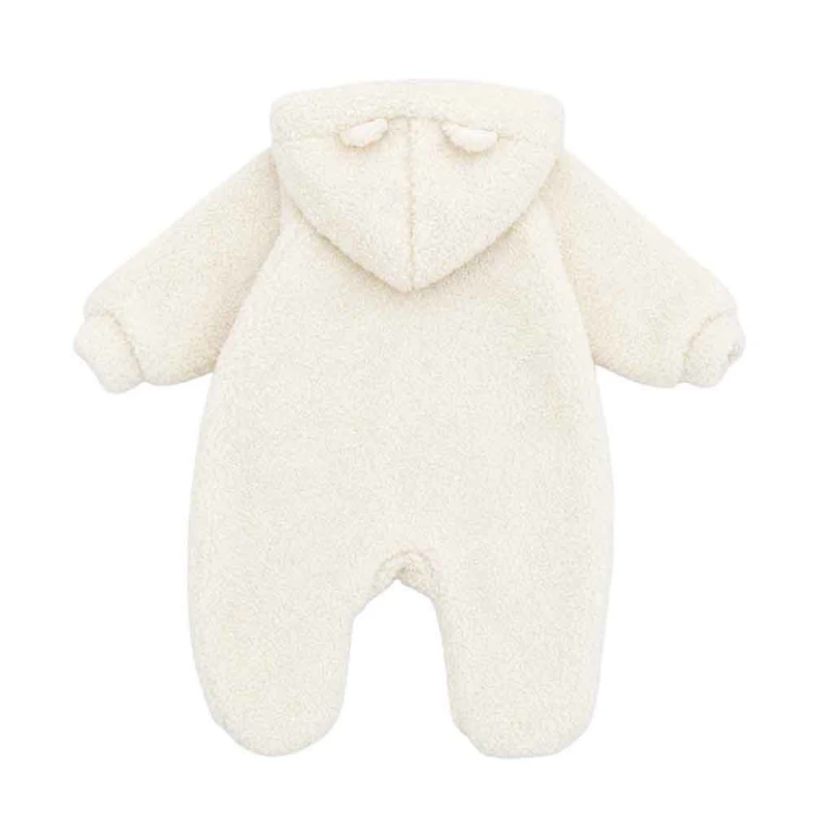 Babyoverall aus Teddyfleece in Ecru