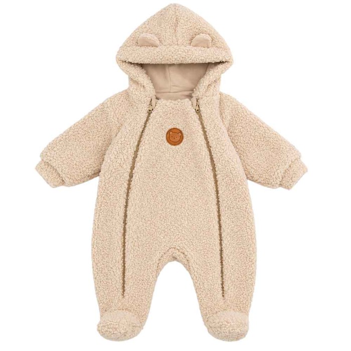 Beiger Babyoverall aus Teddyfleece
