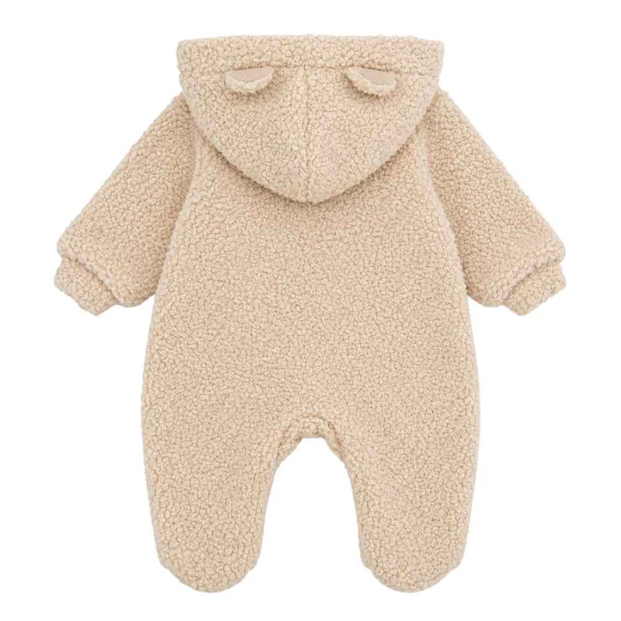 Beiger Babyoverall aus Teddyfleece