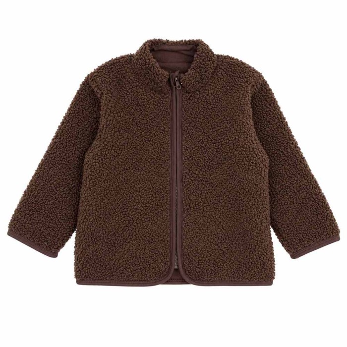 Braune Kinderjacke aus Teddyfleece