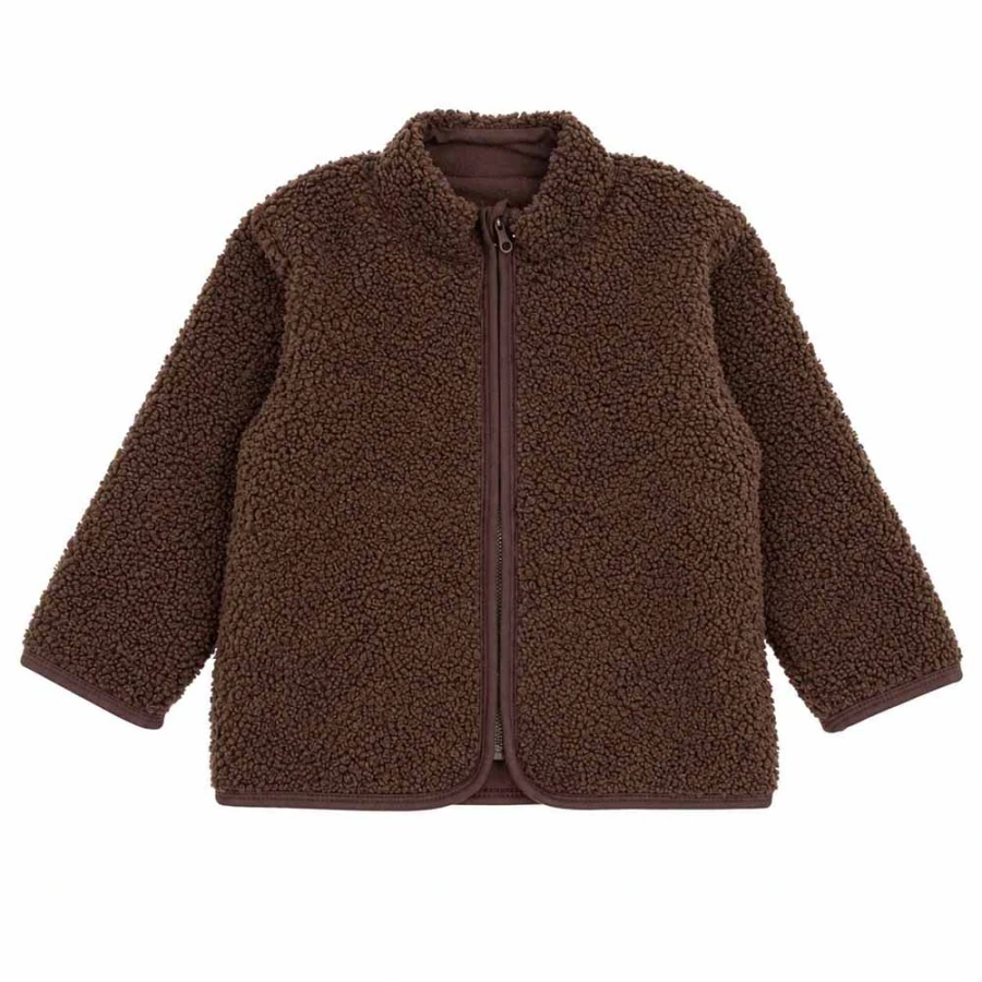 Braune Kinderjacke aus Teddyfleece