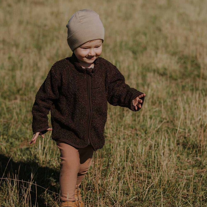 Braune Kinderjacke aus Teddyfleece