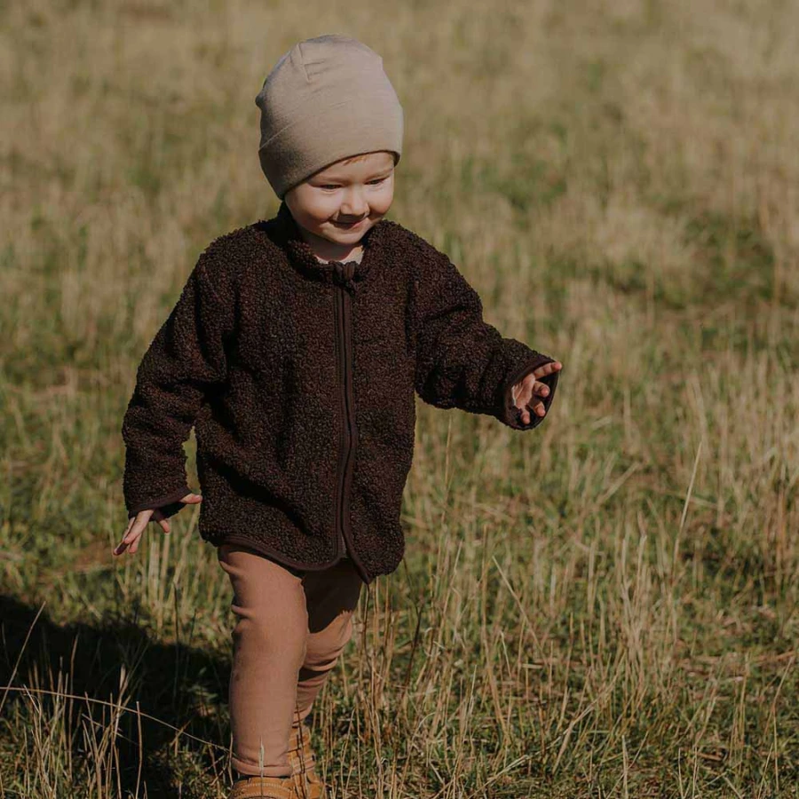 Braune Kinderjacke aus Teddyfleece