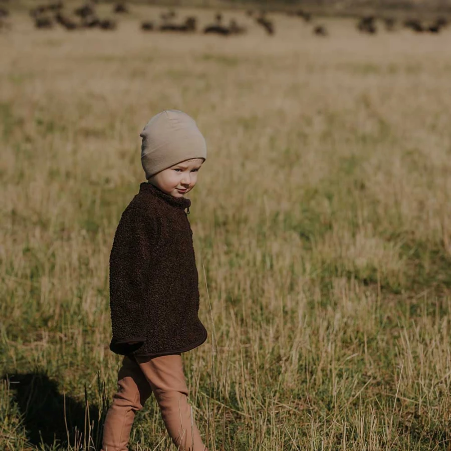 Braune Kinderjacke aus Teddyfleece