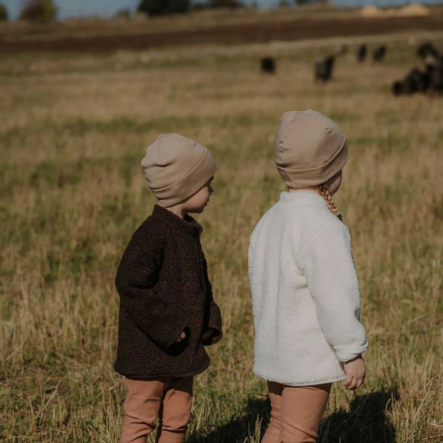 Braune Kinderjacke aus Teddyfleece