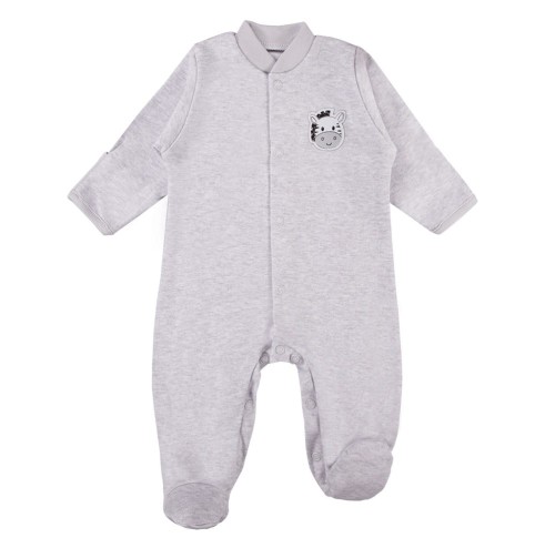 Grauer Baby-Strampler mit Zebra