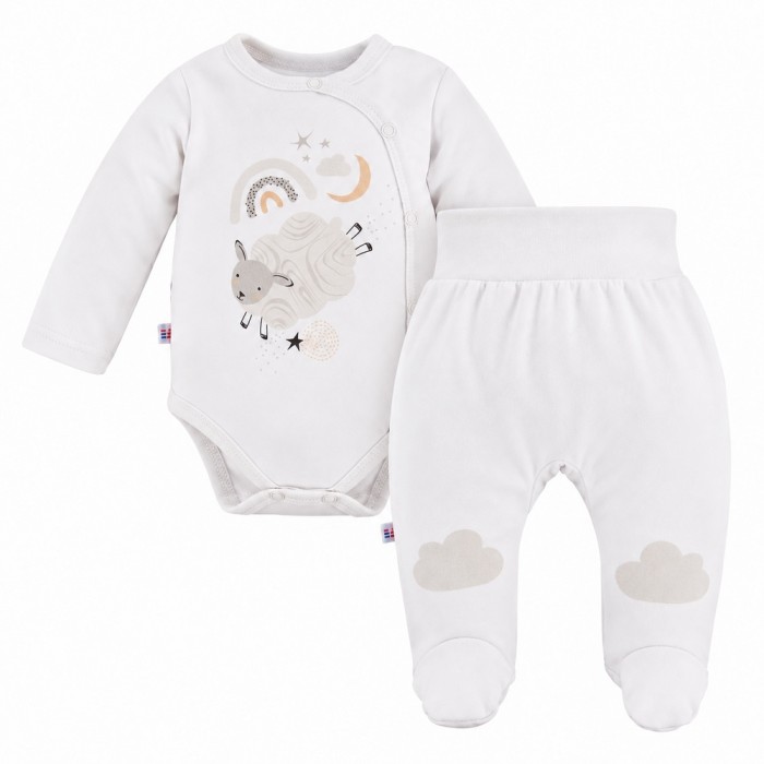 Baby-Set Mellow mit Wickelbody und Strampelhose weiß