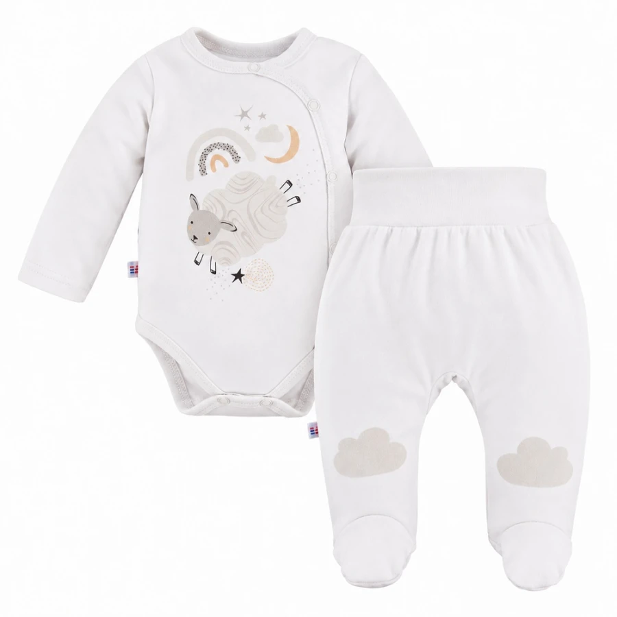 Baby-Set Mellow mit Wickelbody und Strampelhose weiß
