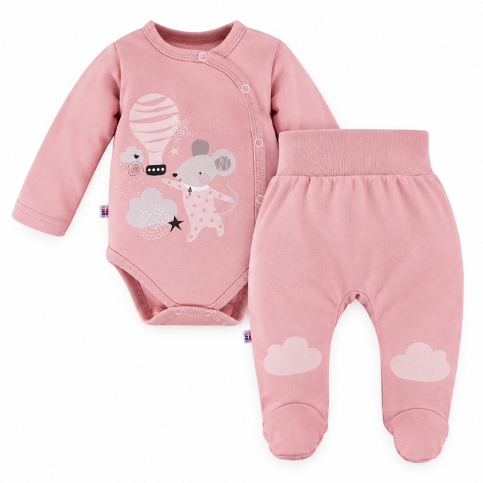 Baby-Set Mellow – Wickelbody und Strampelhose, rosa