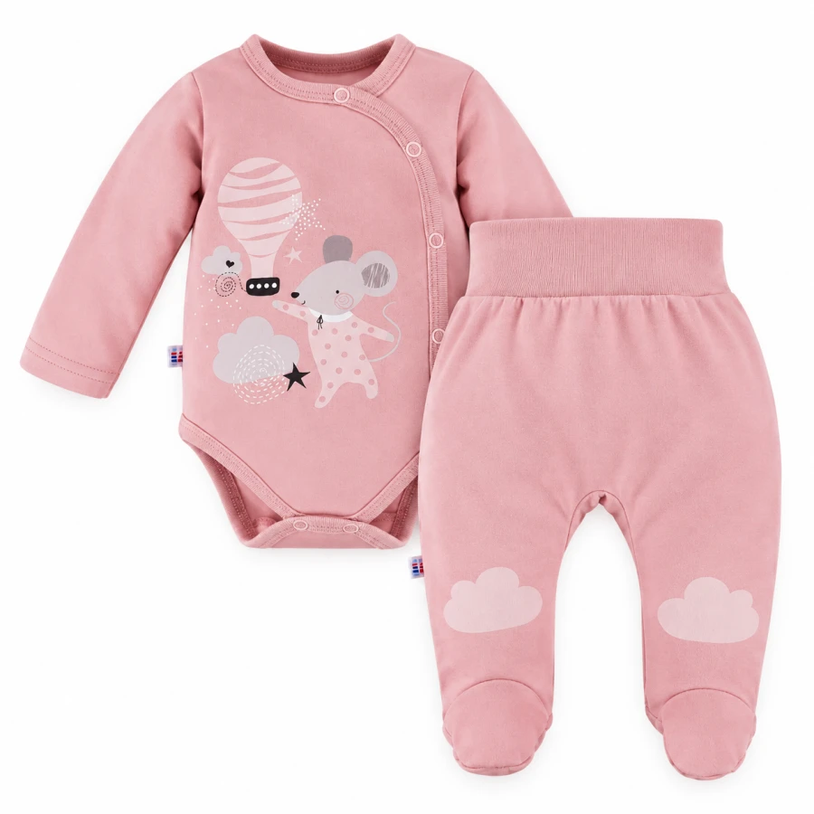 Baby-Set Mellow – Wickelbody und Strampelhose, rosa