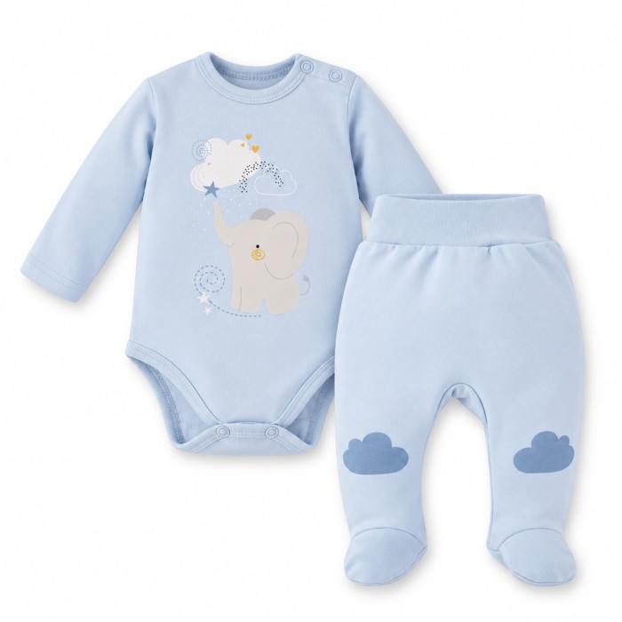 Kinder-Set Mellow – Body und Strampelhose, blau