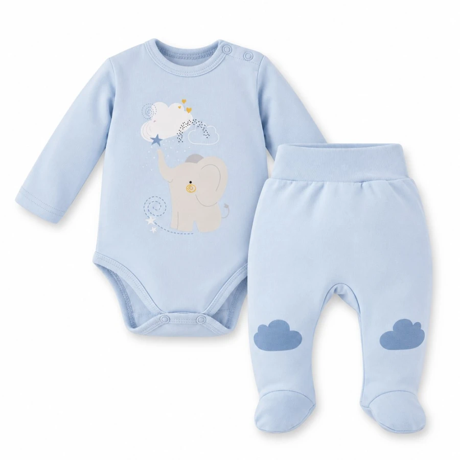 Kinder-Set Mellow – Body und Strampelhose, blau