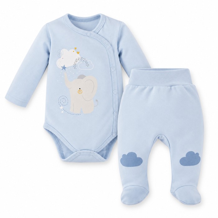 Baby-Set Mellow – Wickelbody und Strampelhose, blau