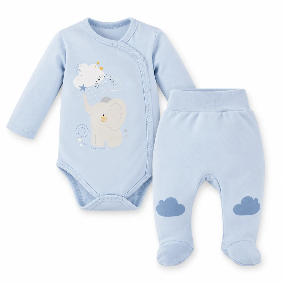 Baby-Set Mellow – Wickelbody und Strampelhose, blau