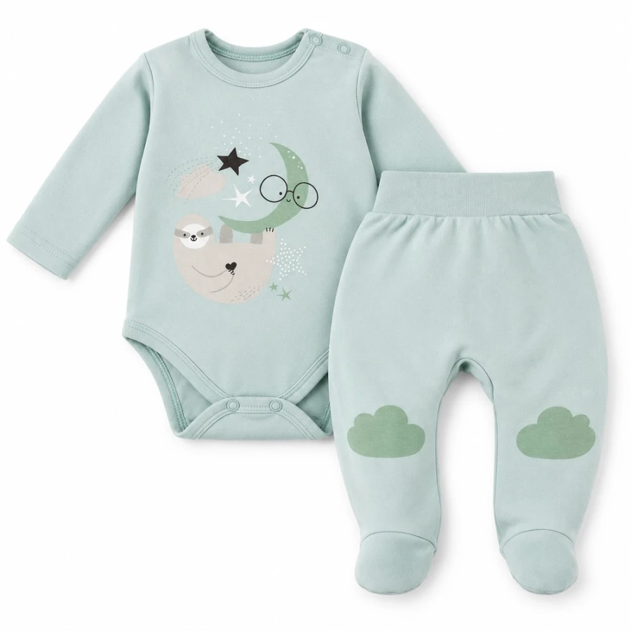 Kinder-Set Mellow – Body und Strampelhose, mintgrün