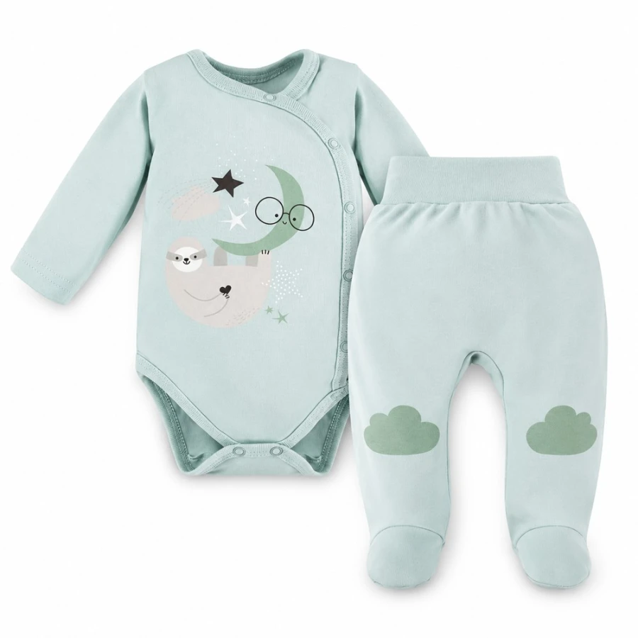 Baby-Set Mellow – Wickelbody und Strampelhose, mintgrün