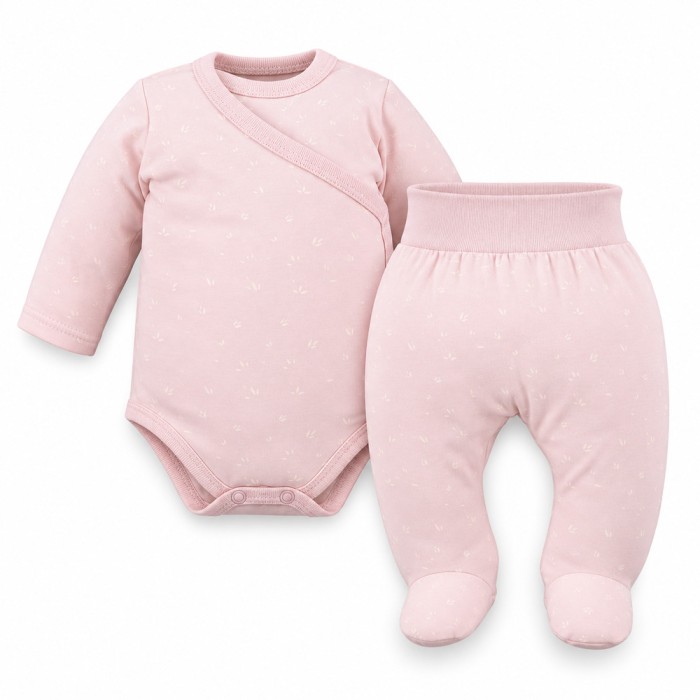 Baby-Set Petite – rosa Wickelbody und Strampelhose mit Blumenmuster