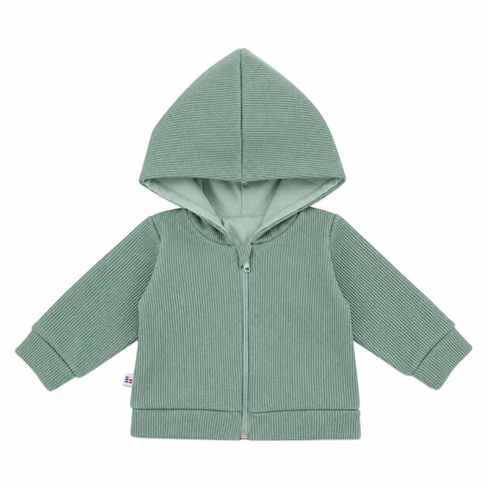 Grüne Kinder-Sweatjacke in Strickoptik mit Reißverschluss