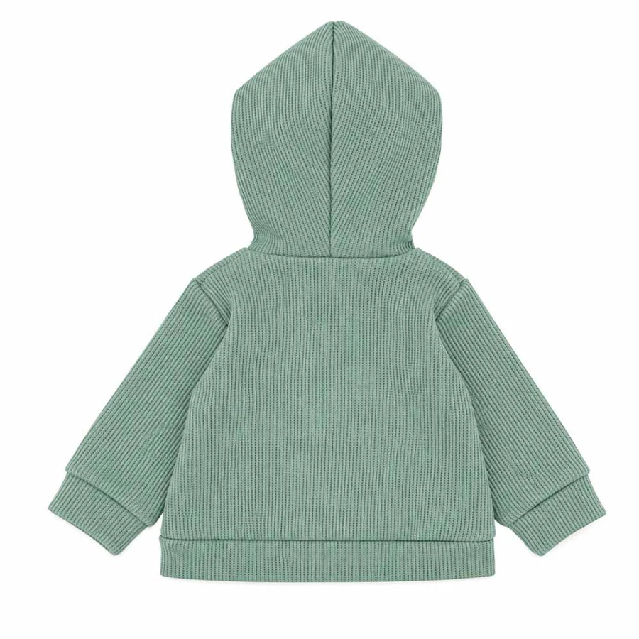Grüne Kinder-Sweatjacke in Strickoptik mit Reißverschluss