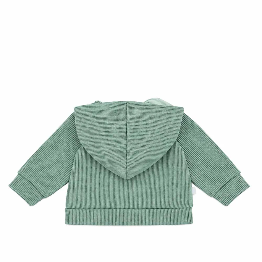 Grüne Kinder-Sweatjacke in Strickoptik mit Reißverschluss