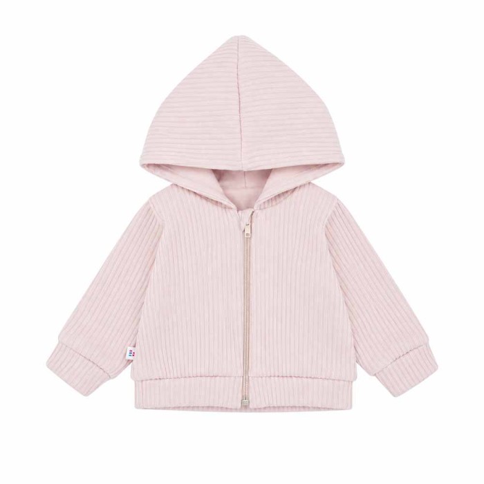 Hellrosa Mädchen-Sweatjacke in Strickoptik mit Reißverschluss
