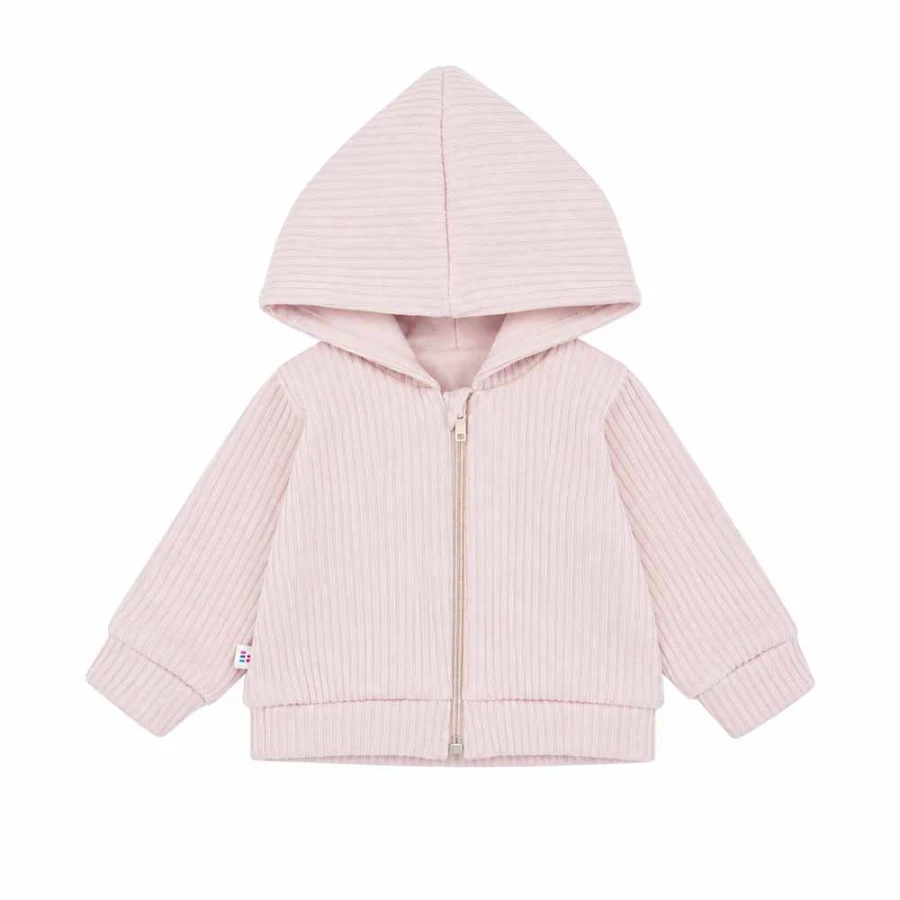 Hellrosa Mädchen-Sweatjacke in Strickoptik mit Reißverschluss