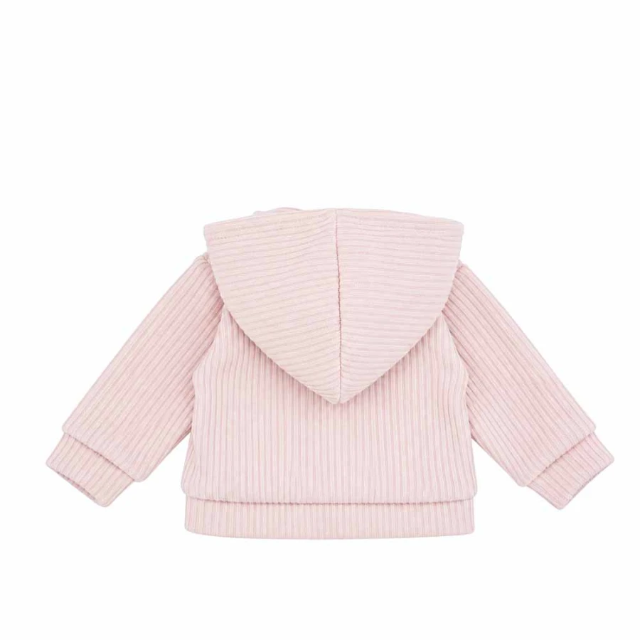 Hellrosa Mädchen-Sweatjacke in Strickoptik mit Reißverschluss