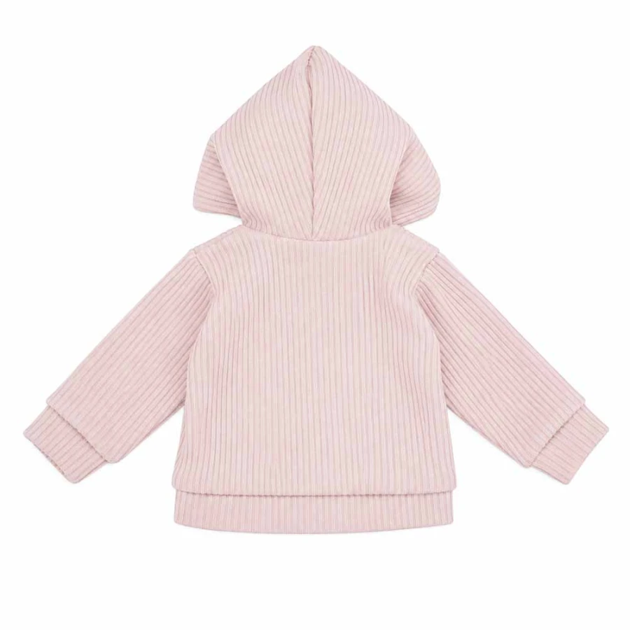 Hellrosa Mädchen-Sweatjacke in Strickoptik mit Reißverschluss