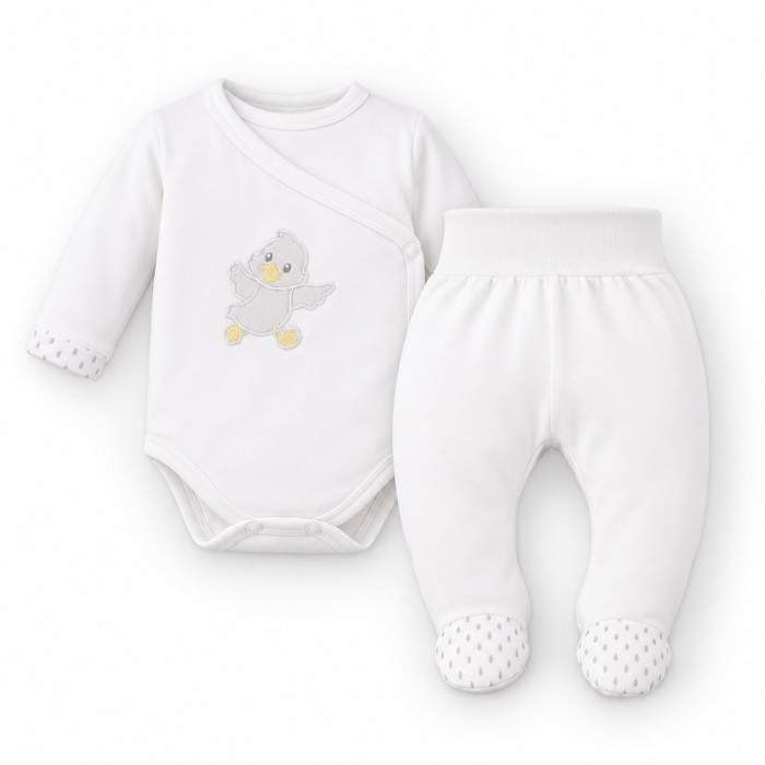 Weißes Babyset mit Entchen