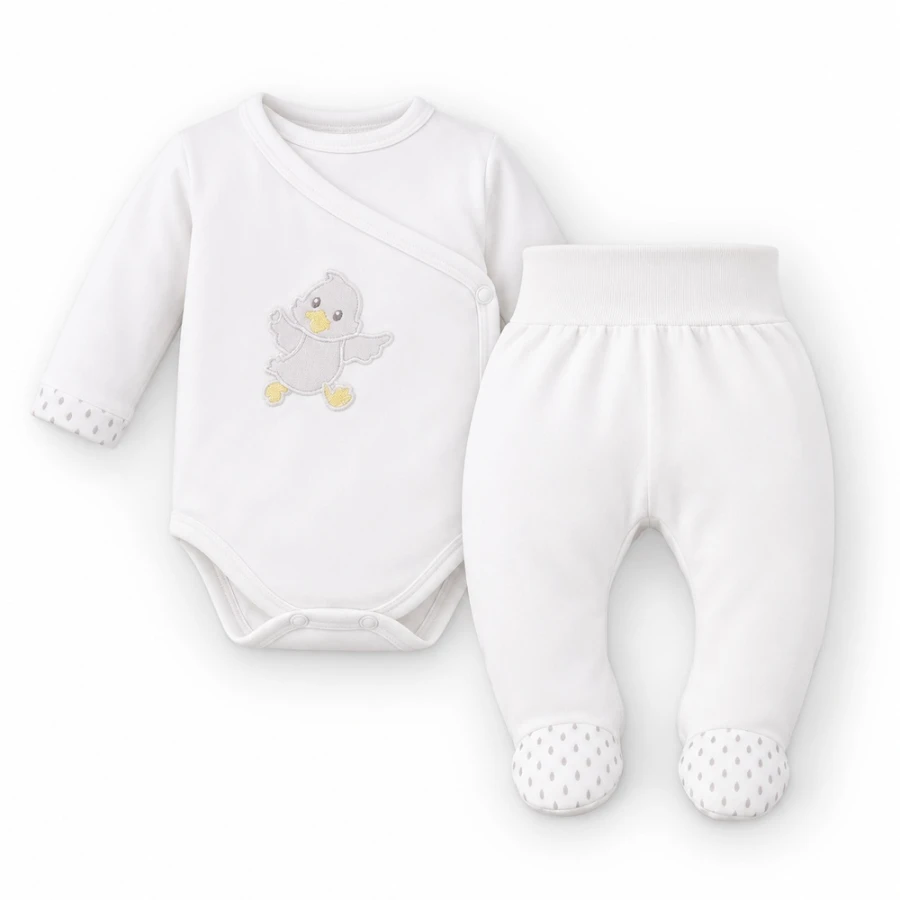 Weißes Babyset mit Entchen