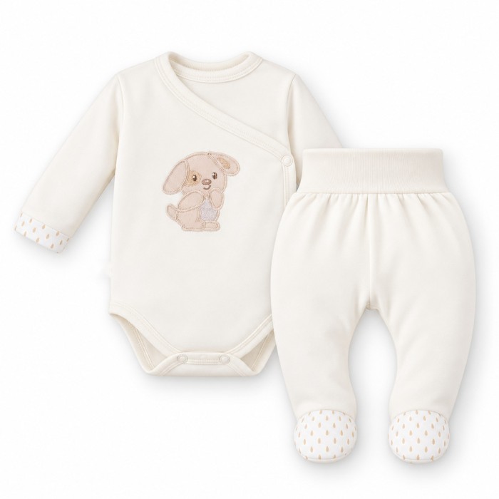 Babyset in Ecru mit Hündchen