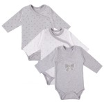 3er-Pack TINY-Wickelbody mit Umschlagausschnitt in Grau