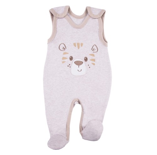 Beigefarbene Baby-Schlafstrampler mit Tiger