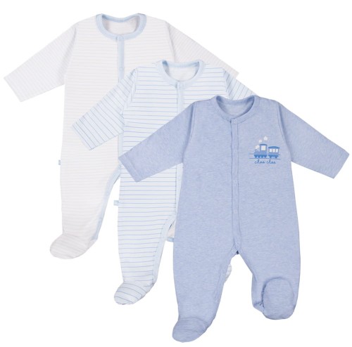 3-pack sleepsuit TINY blue