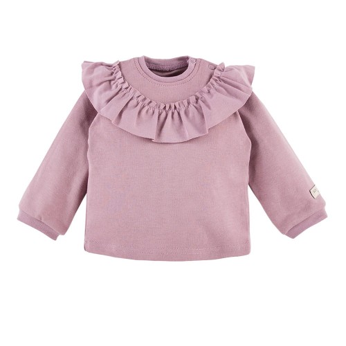 Kinder-Bluse mit Rüschen in Heidekrautfarbe