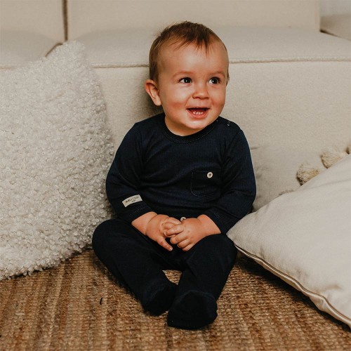 Babybody mit Tasche in Marineblau