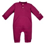 Kinder-Strampler aus Sweatshirtstoff mit Känguru-Tasche in Bordeauxrot